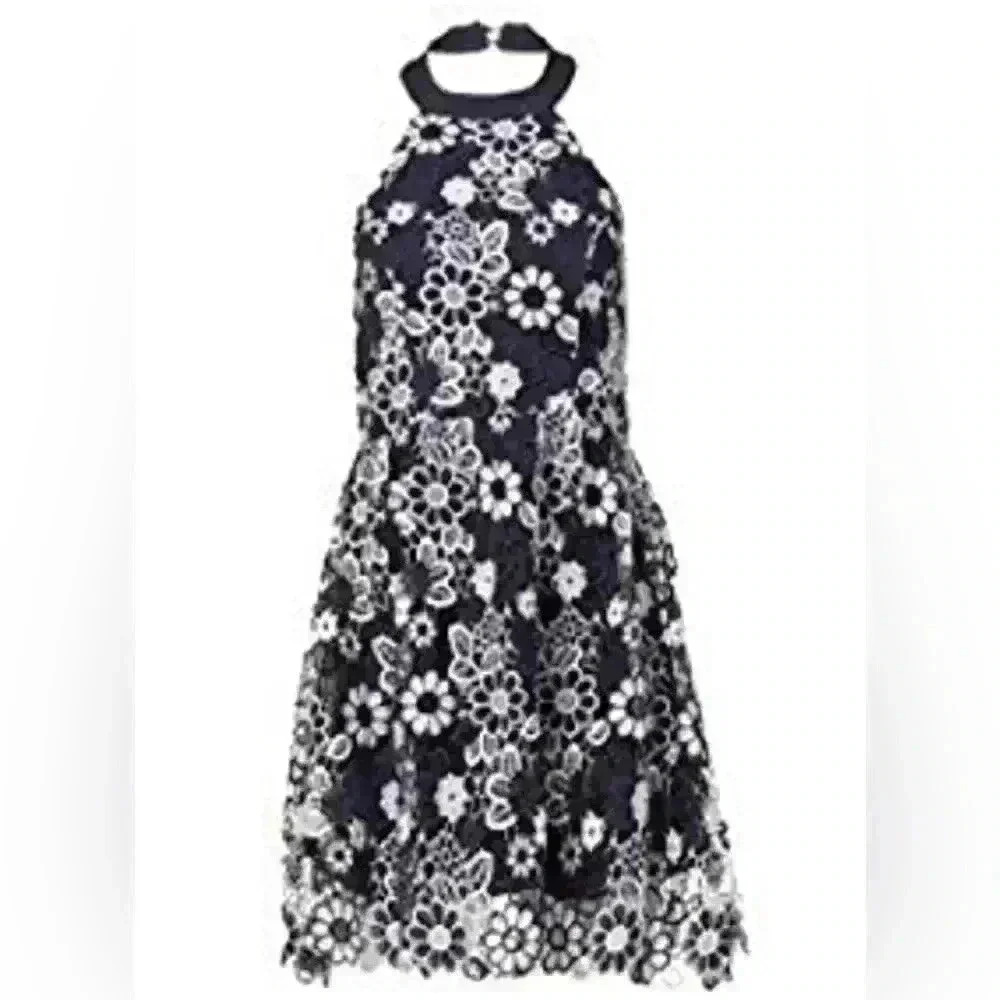 J.O.A Navy and White Floral Halter Dress- Size Large- Excellent Condition